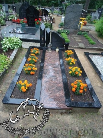 Monument Design with Emerald Black Granite and Barents Red Granite