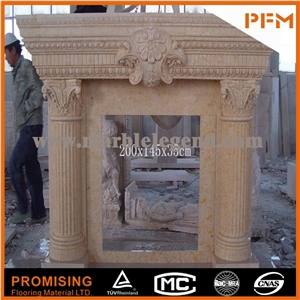 2015 New Design / Western / European Customized Figure / Creamo Bello Marble Beige Marble/ Hand Carving Sculptured Fireplace Mantel