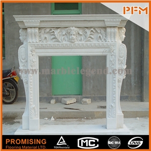 2015 New Design / Western / European Customized Figure / Hunan White Marble Elegant White Marble Hand Carving Sculptured Fireplace Mantel