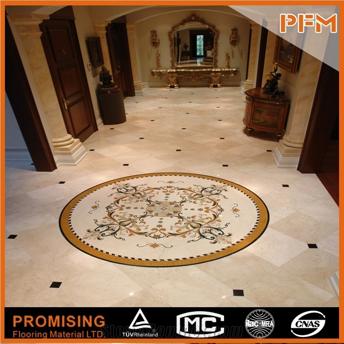 2015 New Style Greece Ariston,Spanish Cream Marifl ,Rosso Verona Natural Marble Polished Round Flooring Water Ject Medallion for Indoor Decoration