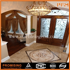 Ariston White Marble+Golden Year,Egyptian Yellow,Rosso Verona Good Quality Round Polished Waterject Marble Inlay for Lobby