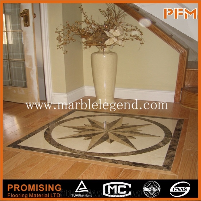 Ariston White Marble+Golden Year,Egyptian Yellow,Rosso Verona Good Quality Round Polished Waterject Marble Inlay for Lobby