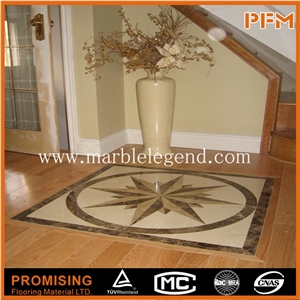 Ariston White Marble+Golden Year,Egyptian Yellow,Rosso Verona Good Quality Round Polished Waterject Marble Inlay for Lobby