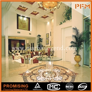 Ariston White Marble+Golden Year,Egyptian Yellow,Rosso Verona Good Quality Round Polished Waterject Marble Inlay for Lobby