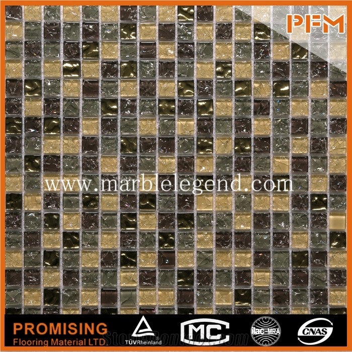 Beautiful Bathroom Glass Mosaic Patterns for Bathroom Wall Decorate,Decorative Wall Crystal Mosaic Tile & Crystal Glass Mosaic,Gold and Silver Color Glass Mosaic Patterns Glass Mosaic for Bathroom