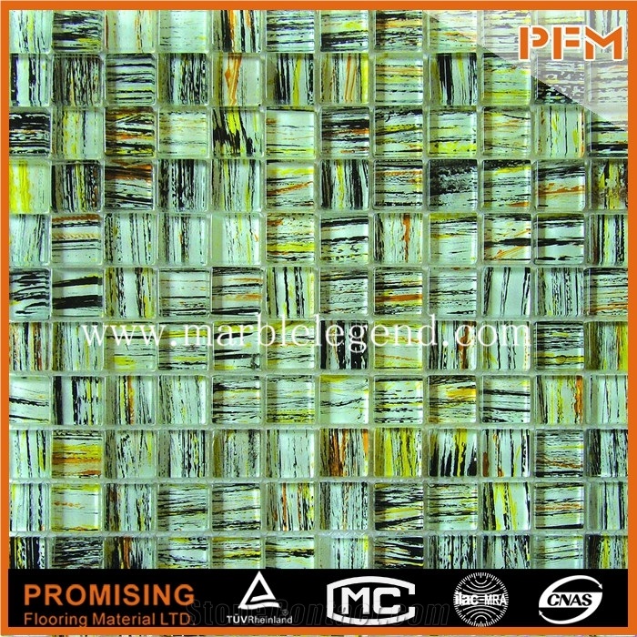 Beautiful Wall and Floor Diamond Mosaic, Gold Color Glass Mosaic Tile,Glass Mosaic Picture Pattern for Swimming Pool