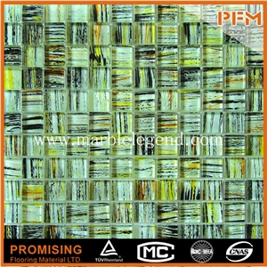 Beautiful Wall and Floor Diamond Mosaic, Gold Color Glass Mosaic Tile,Glass Mosaic Picture Pattern for Swimming Pool