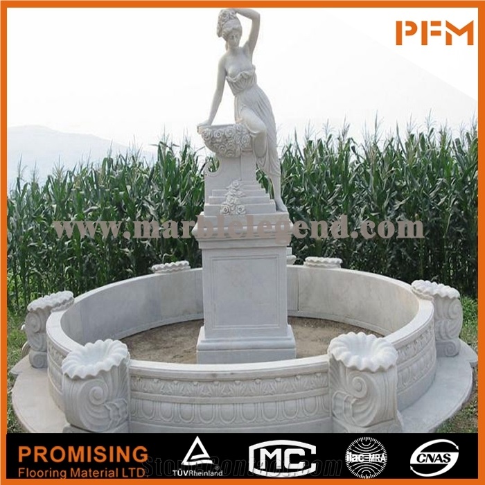 Chinese Pure White Marble Sculptured Fountain/Western/European Customized Figure
