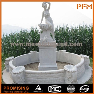 Chinese Pure White Marble Sculptured Fountain/Western/European Customized Figure
