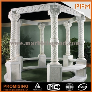 Chinese Pure White Marble Sculptured Gazebo/Western/European Customized Gazeb