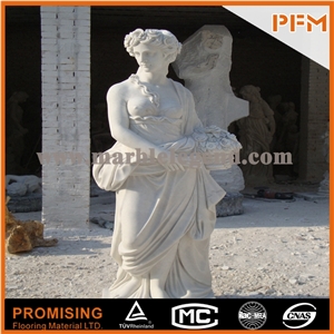 Chinese Pure White Marble Sculptured Statue /Western/European Customized Figure Human Hand Carving/For Outdoor/Garden