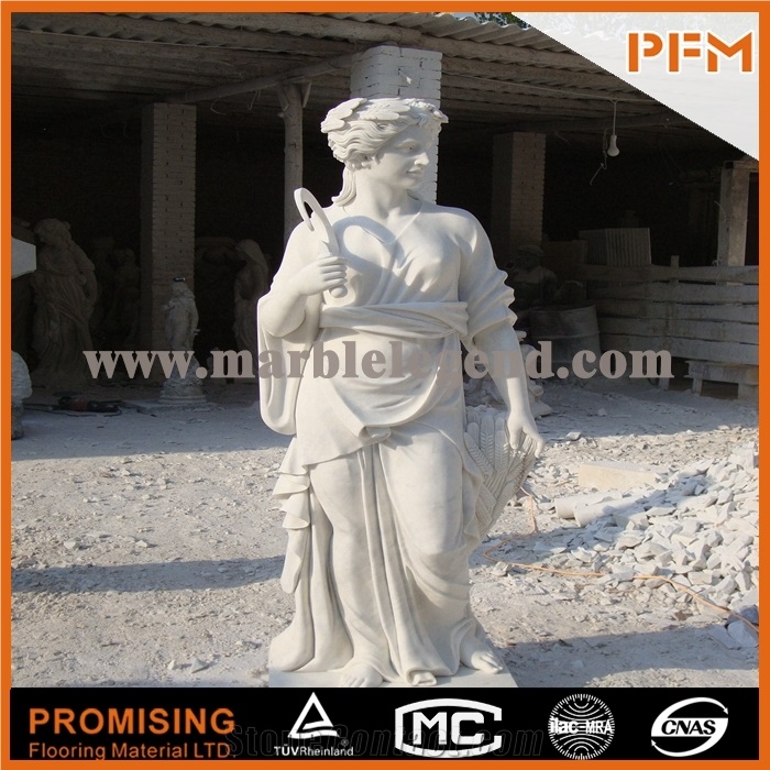 Chinese Pure White Marble Sculptured Statue /Western/European Customized Figure Human Hand Carving/For Outdoor/Garden