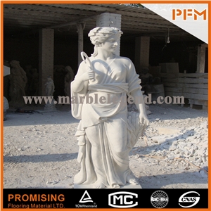 Chinese Pure White Marble Sculptured Statue /Western/European Customized Figure Human Hand Carving/For Outdoor/Garden