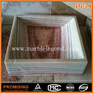 Chinese Rainbow Onyx/Popular Well Polished Square Basin/Sink/430*430*135mm/Customized Size/ Best Quality/Interior Decoration for Bathroom Vanity Top/Washing