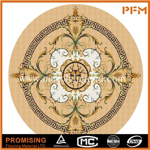 Dark Emperador,Crema Marfil,Onyx Green/India Green,Golden Year Polished Complicate Elegant Style Round Waterject Marble Medallion,Marble Pattern
