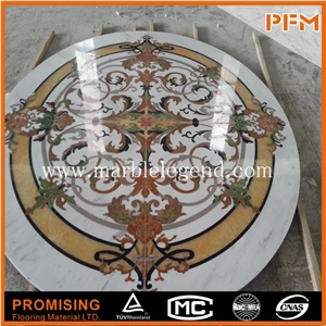 Dark Emperador,Crema Marfil,Onyx Green/India Green,Golden Year Polished Complicate Elegant Style Round Waterject Marble Medallion,Marble Pattern