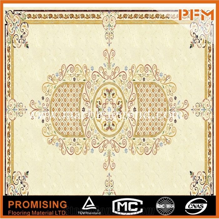 Dark Emperador/Golden Year/Crema Marfil/Elegant Style Square Complicate Pattern Marble Waterject Medaalion for Hotel &Villa