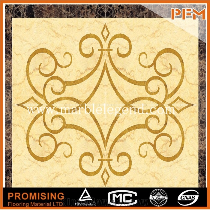 Dark Emperador/Golden Year/Crema Marfil/Elegant Style Square Complicate Pattern Marble Waterject Medaalion for Hotel &Villa
