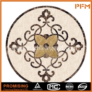 Dark Emperador,Golden Year,Crema Marfil Round Shape Polished Waterject Medallion,Marblle Medallion ,Marble Pattern for House
