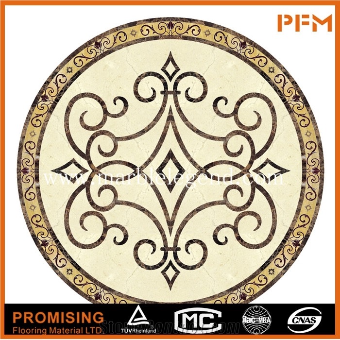Dark Emperador,Golden Year,Crema Marfil Round Shape Polished Waterject Medallion,Marblle Medallion ,Marble Pattern for House