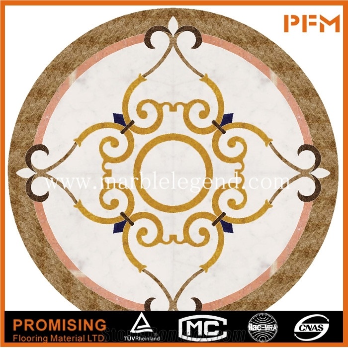 Dark Emperador,Golden Year,Crema Marfil Round Shape Polished Waterject Medallion,Marblle Medallion ,Marble Pattern for House
