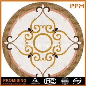 Dark Emperador,Golden Year,Crema Marfil Round Shape Polished Waterject Medallion,Marblle Medallion ,Marble Pattern for House