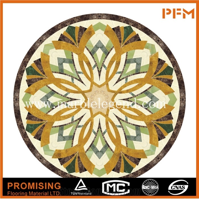 Dark Emperador/Golden Year/Onyx Green/India Green Polished Round Marble Inlay,Marble Pattern,Marble Water-Jet Medallion Fror Flooring