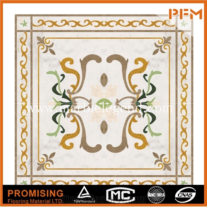 Dark Emperador/Golden Year/Onyx Green/India Green/Volakas Natural Marble Square New Style Polished Marble Waterject Medallion Marble Border Pattern