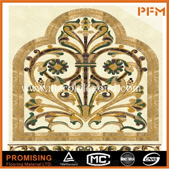 Dark Emperador/Golden Year/Onyx Green/India Green/Volakas Natural Marble Square New Style Polished Marble Waterject Medallion Marble Border Pattern