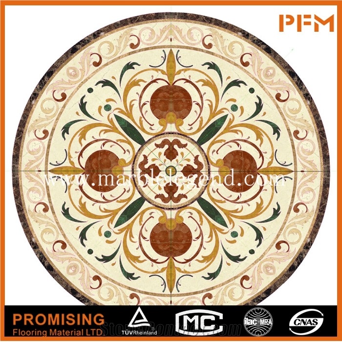 Dark Emperador/Light Emperador/Golden Year/Rosso Verona/Crema Marfil/Onyx Green/India Green Natural Marble Material in Round Shape Flower Pattern Flooring Waterject Medallion