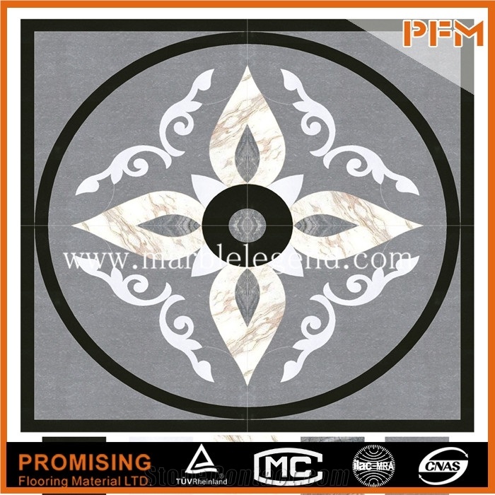 Dark Emperador/Light Emperador/Golden Year/Rosso Verona/Crema Marfil/Onyx Green/India Green Natural Marble Material in Round Shape Flower Pattern Flooring Waterject Medallion