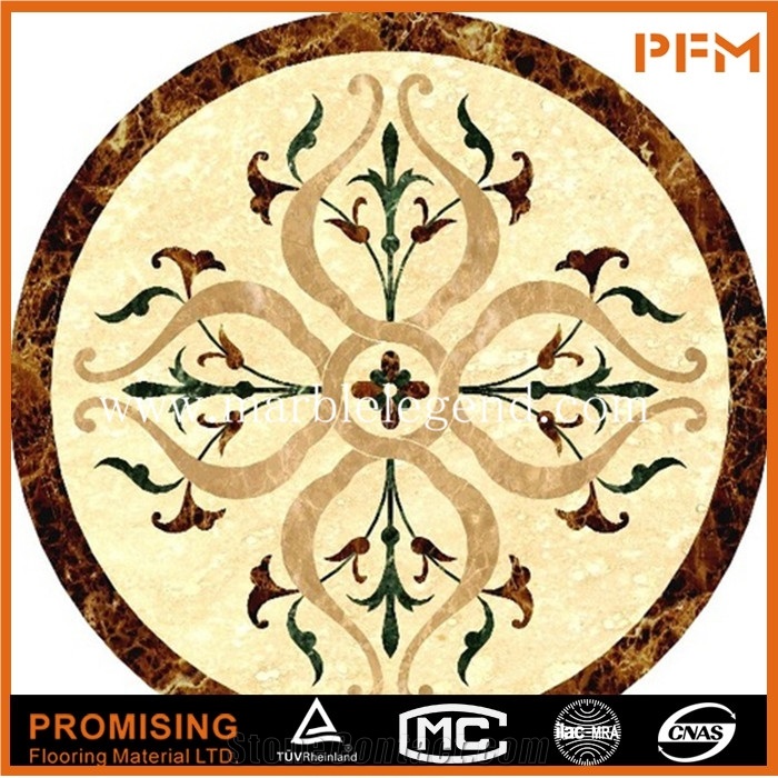 Dark Emperador/Light Emperador/Golden Year/Rosso Verona/Crema Marfil/Onyx Green/India Green Natural Marble Material in Round Shape Flower Pattern Flooring Waterject Medallion
