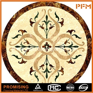 Dark Emperador/Light Emperador/Golden Year/Rosso Verona/Crema Marfil/Onyx Green/India Green Natural Marble Material in Round Shape Flower Pattern Flooring Waterject Medallion