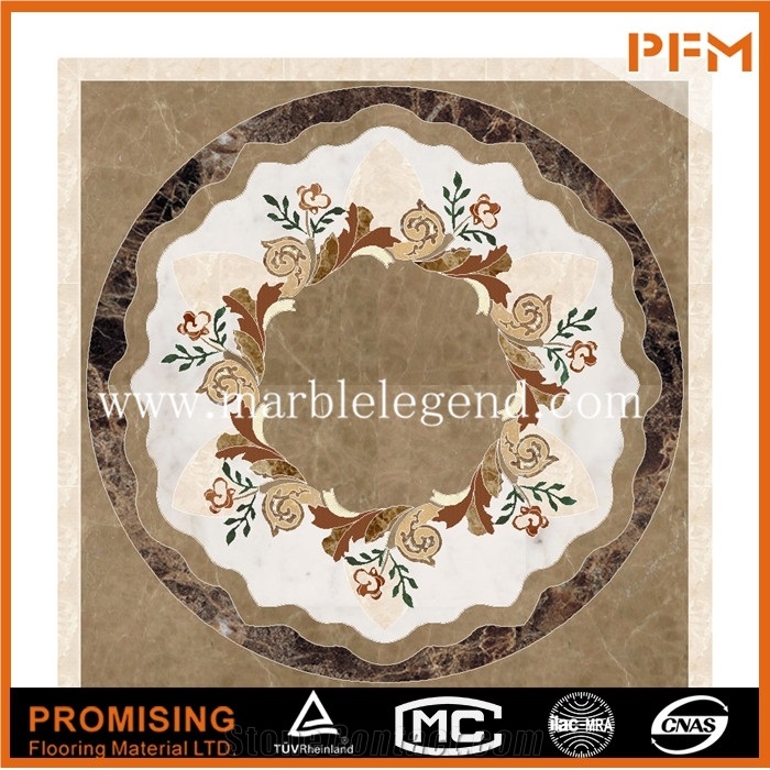 Dark Emperador/Light Emperador/Golden Year/Rosso Verona/Crema Marfil/Onyx Green/India Green Natural Marble Material in Round Shape Flower Pattern Flooring Waterject Medallion