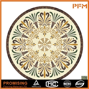 Dark Emperador/Light Emperador/Golden Year/Rosso Verona/Crema Marfil/Onyx Green/India Green Natural Marble Material in Round Shape Flower Pattern Flooring Waterject Medallion
