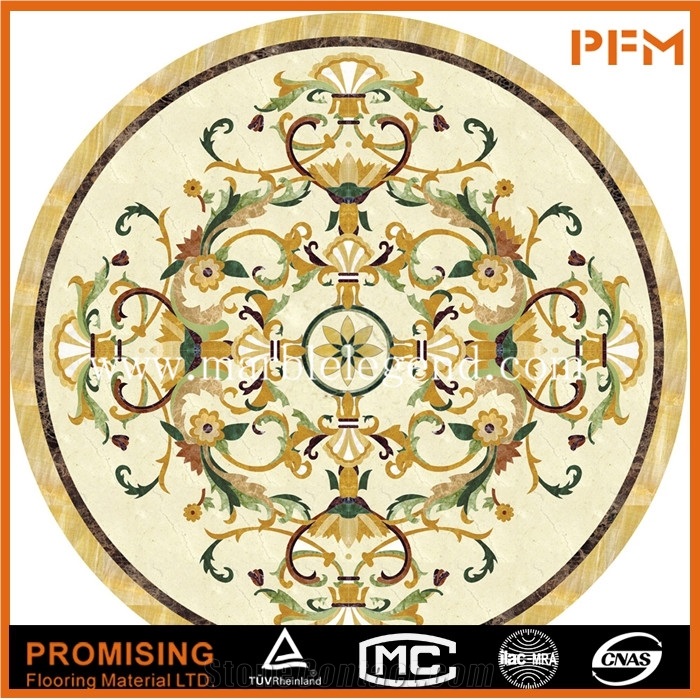 Dark Emperador/Light Emperador/Golden Year/Rosso Verona/Crema Marfil/Onyx Green/India Green Natural Marble Material in Round Shape Flower Pattern Flooring Waterject Medallion
