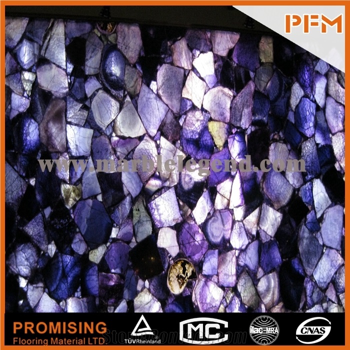 Elegant/Luxury/Backlit/Transparent Amethyst Semiprecious Stone/Gemstone/Composited Slabs/Tiles/Wall Covering/Interior Decoration for Kitchen/Background/Counter Top/Wholesaler