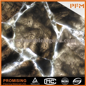 Elegant/Luxury/Backlit/Transparent Grey Smoke Crystal/ Semiprecious Stone/Gemstone/Composited Slabs/Tiles/Wall Covering/Interior Decoration for Kitchen/Background/Counter Top/Wholesaler
