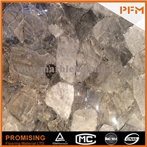 Elegant/Luxury/Backlit/Transparent Grey Smoke Crystal/ Semiprecious Stone/Gemstone/Composited Slabs/Tiles/Wall Covering/Interior Decoration for Kitchen/Background/Counter Top/Wholesaler