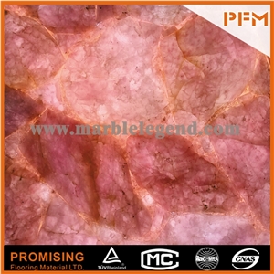 Elegant/Luxury/Backlit/Transparent Pink Crystal Semiprecious Stone/Gemstone/Composited Slabs/Tiles/Wall Covering/Interior Decoration for Kitchen/Background/Counter Top/Wholesaler