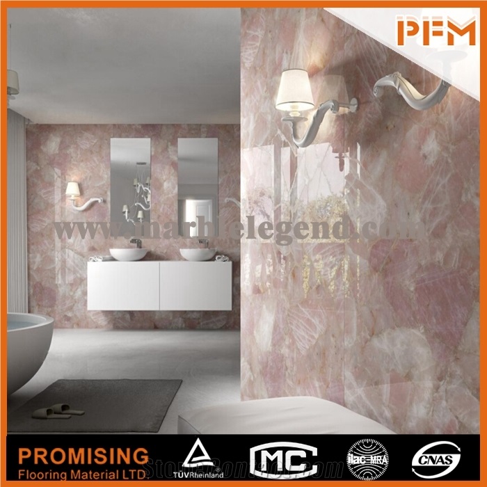 Elegant/Luxury/Backlit/Transparent Pink Crystal Semiprecious Stone/Gemstone/Composited Slabs/Tiles/Wall Covering/Interior Decoration for Kitchen/Background/Counter Top/Wholesaler