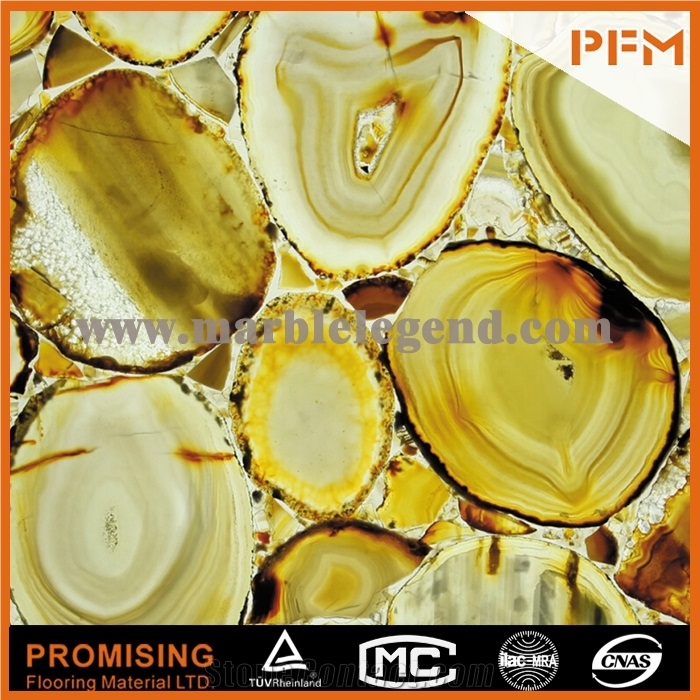 Elegant/Luxury/Backlit/Transparent Yellow Agate Semiprecious Stone/Gemstone/Wall Covering/Interior Decoration