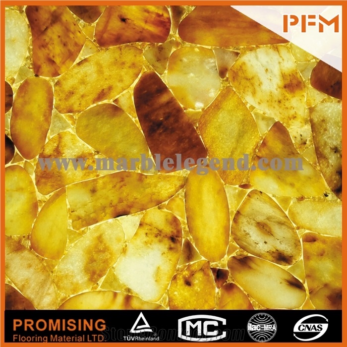 Elegant/Luxury/Backlit/Transparent Yellow Agate Semiprecious Stone/Gemstone/Wall Covering/Interior Decoration