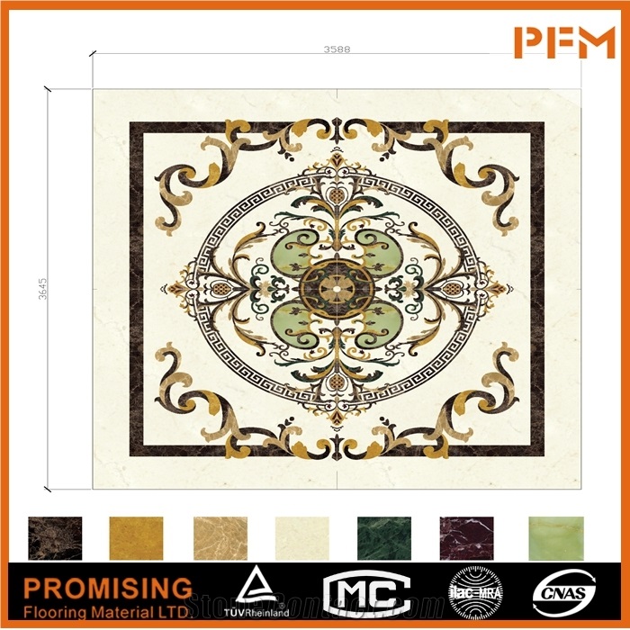 Elegant Square Waterjet Inlay Medallions Flower Patterns for Border & Floor Covering Interior Decoration/
