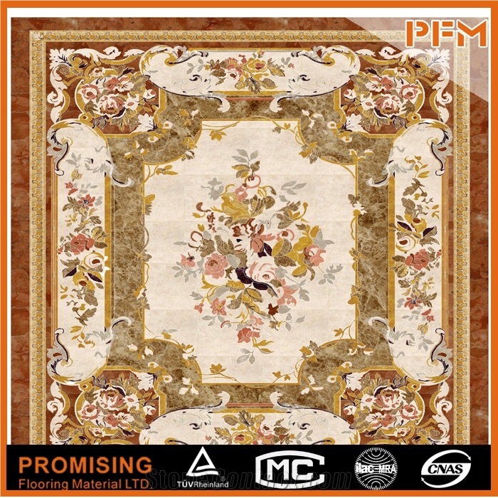 Elegant Square Waterjet Inlay Medallions Flower Patterns for Border & Floor Covering Interior Decoration/