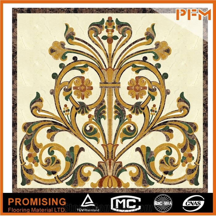 Elegant Square Waterjet Inlay Medallions Flower Patterns for Border & Floor Covering Interior Decoration/