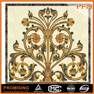 Elegant Square Waterjet Inlay Medallions Flower Patterns for Border & Floor Covering Interior Decoration/