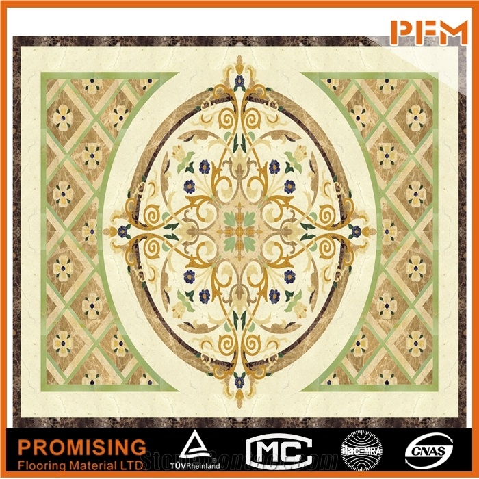 Elegant Square Waterjet Inlay Medallions Flower Patterns for Border & Floor Covering Interior Decoration/
