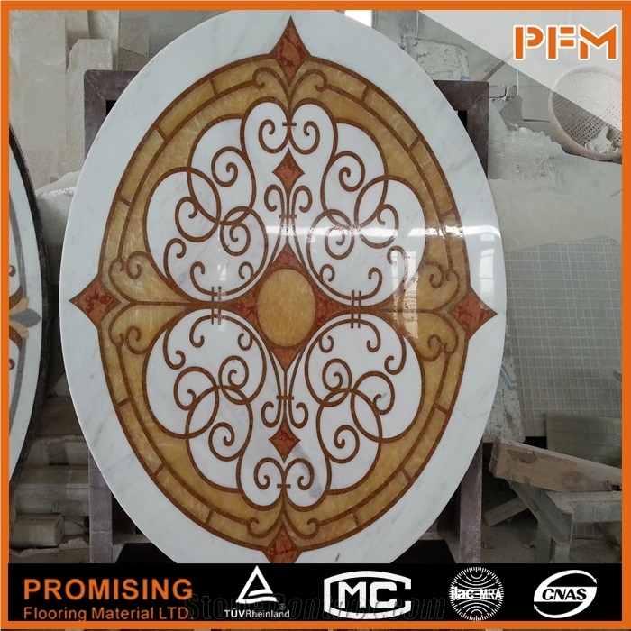 Exquisite Greece Volakas Background Round Water Ject Flooring Marble Pattern Tiles