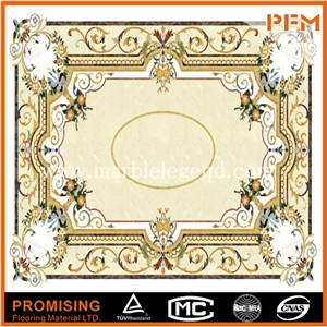 Golden Year Sunny Yellow Marble Beige Square Popular Style Cnc Cut Marble Flooring Medallion